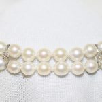 Two Strand Cultured Pearl and Diamond Bracelet