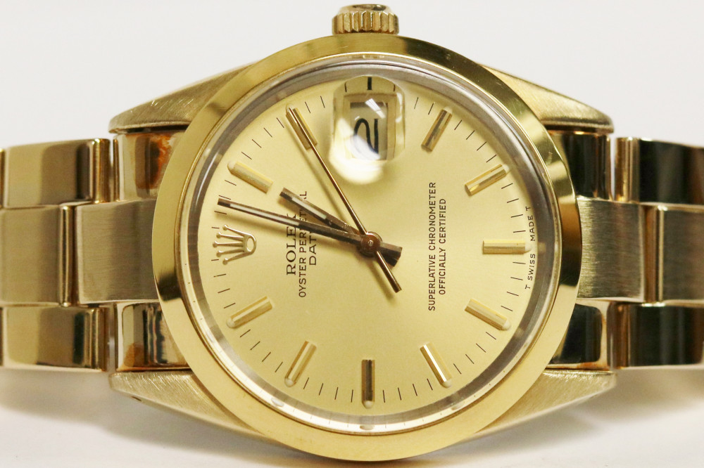beskytte lige lære Rare Rolex Oyster Perpetual Date 14k 250 Micron Plated 15505 - Pearson's  Jewelry