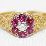 Ruby and Diamond Cluster Filigree Ring