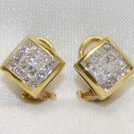 Invisible Set Princess Cut Diamond Earrings