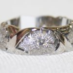 Jabel Carved Rose White Gold Diamond Wedding Ring