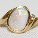 Opal and Diamond Bypass Ring
