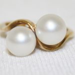 7.5mm Cultured Pearl Toi et Moi Bypass Ring Yellow Gold