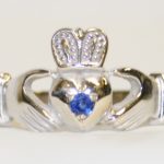 Men's White Gold and Sapphire Claddagh Ring