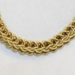 Green Gold Square Textured Link Chain