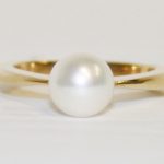 Yellow Gold 7mm Cultured Pearl Ring