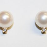 7mm Pearl and Diamond Studs 0.04ct tw