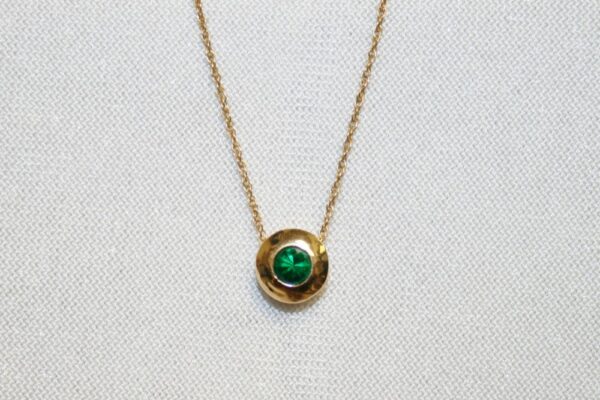 Yellow Gold Emerald Solitaire Pendant - Pearson's Jewelry