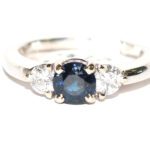 Sapphire and Diamond Three Stone White Gold Ring