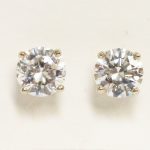 White Gold CZ Stud Earrings – 6.5mm