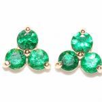 Three Stone Emerald Earrings - 0.83ct TW