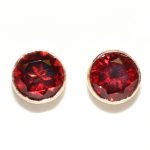 5mm Garnet Stud Earrings Yellow Gold