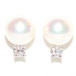 8mm Cultured Pearl and Diamond Studs