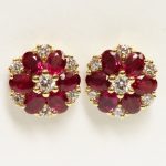 Ruby and Diamond Cluster Earrings