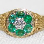 Emerald and Diamond Filigree Ring