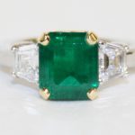 Peter Lees Emerald and Diamond Three Stone Ring