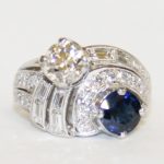 1960s Sapphire and Diamond Toi et Moi Hand Constructed Ring