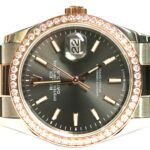 Rolex 36mm Datejust Steel and Rose Diamond Bezel