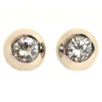 Large White Gold 8 mm CZ Dome Earrings