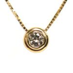 Yellow Gold Diamond Bezel Pendant - 0.61ct