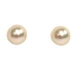 Yellow Gold Round Cultured Pearl Earrings - 7mm