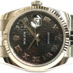 Rolex 36mm Datejust Black Jubilee Roman Dial Stainless and 18k White Gold