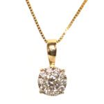Yellow Gold Diamond Cluster Necklace - 0.38ct TW