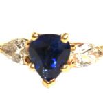Yellow Gold Pear Shaped Sapphire and Diamond Ring - 2.32ct
