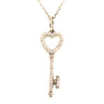 White Gold Diamond Heart Key - 0.37ct TW