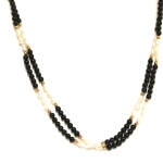 Black Onyx and Rice Pearl Necklace