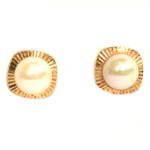 5mm Pearl Yellow Gold Stud Earrings