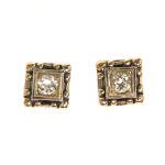 Two Tone Stud Earrings - 0.28ct. TW