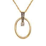 Diamond Oval Dangle Necklace - 0.10ct