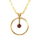 Yellow Gold Ruby Circle Pendant