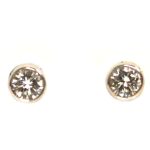 White Gold Bezel Set Diamond Stud Earrings - 0.47ct. TW