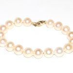 9.5-10mm Round Cultured Pearl Bracelet Yellow Gold Clasp 7"