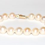 9.5-10mm Cultured Pearl Bracelet 14kt Yellow Gold Clasp 7.5" Long