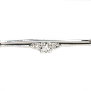 Antique White Gold Diamond Bar Pin - 0.14ct