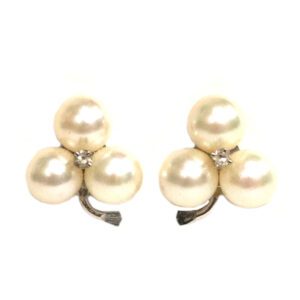 Diamond and Pearl Cluster Earrings