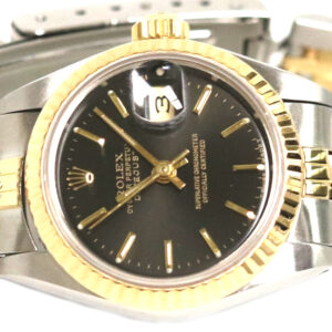 Rolex 26mm Datejust Black Stick Dial Two Tone