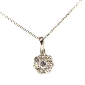 White Gold Diamond Cluster Pendant 0.60ct TW