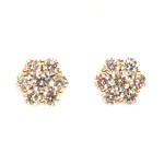 Yellow Gold Diamond Cluster Earrings - 1.00ct. TW