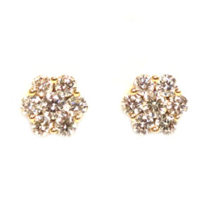 Yellow Gold Diamond Cluster Earrings - 1.00ct. TW