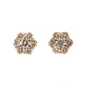 Rose Gold Diamond Cluster Earrings - 1.00ct TW
